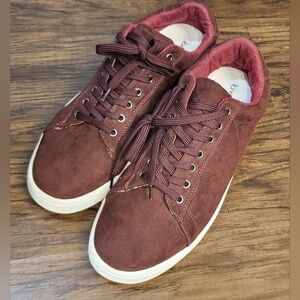 Long Tall Sally Burgundy Lace Up Sneakers Size 13